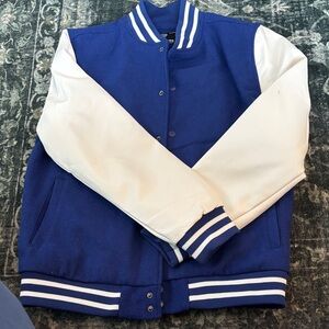 Classic Blue and White Bomber Jacket